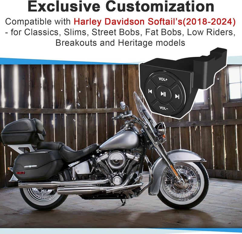 Zelvoro Right Handed Bluetooth Remote Compatible with Harley-Davidson Softtail Motorcycles, Suitable for Most 2018-2024 Models, Compatible with iPhone/Android - Image 2